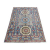 Kazak Rug Handmade Gray Medallion 4x6 ft