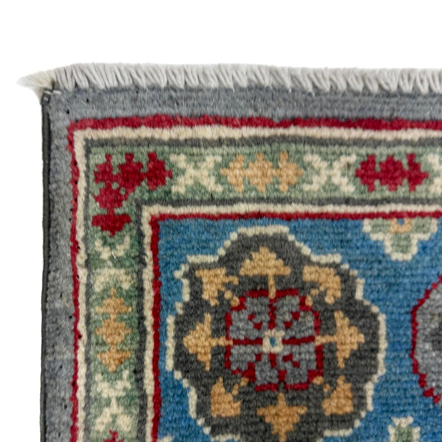 Kazak Rug Handmade Gray Medallion 4x6 ft