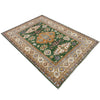 Kazak Rug Handmade Green Medallion 4x6 ft
