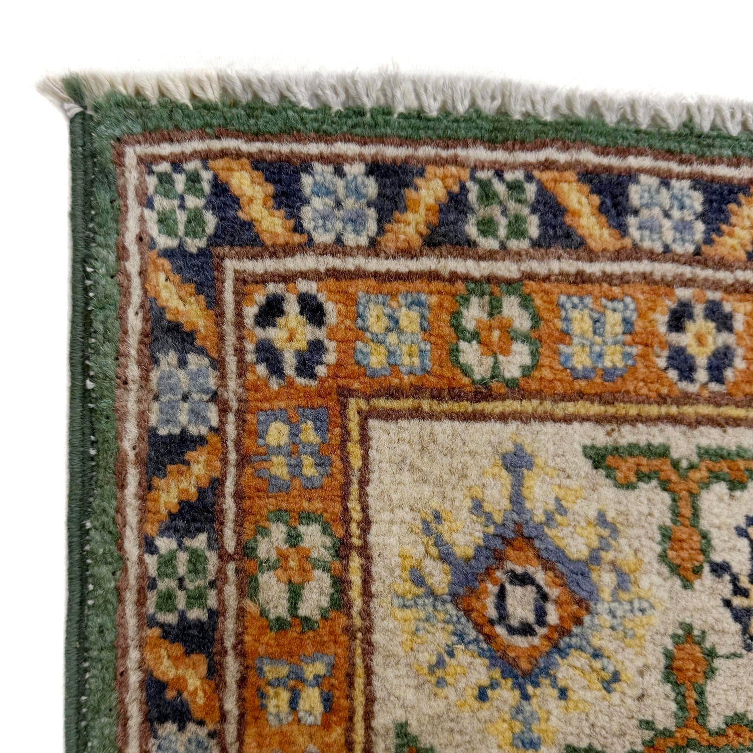 Kazak Rug Handmade Green Medallion 4x6 ft