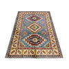 Kazak Rug Handmade Blue Medallion 4x6 ft