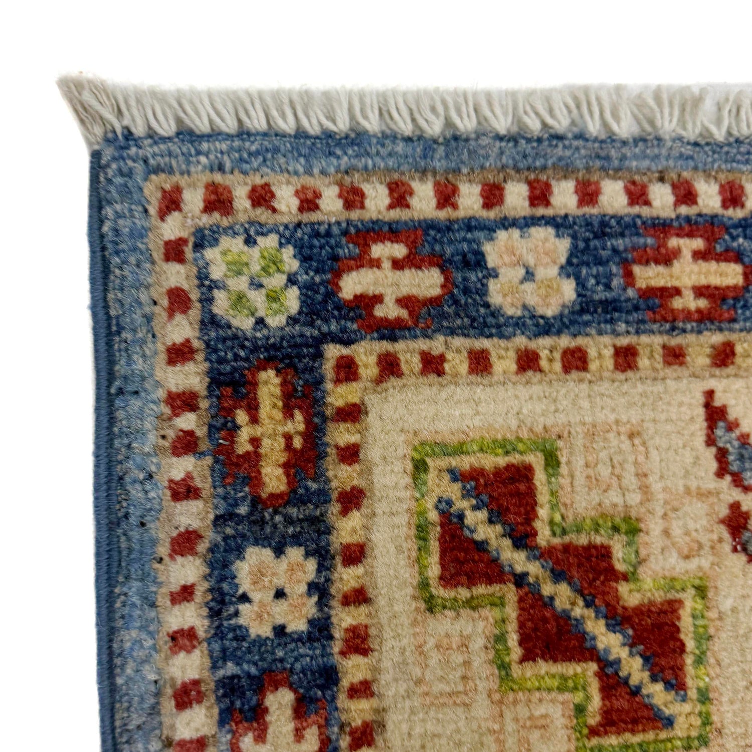 Kazak Rug Handmade Blue Medallion 4x6 ft