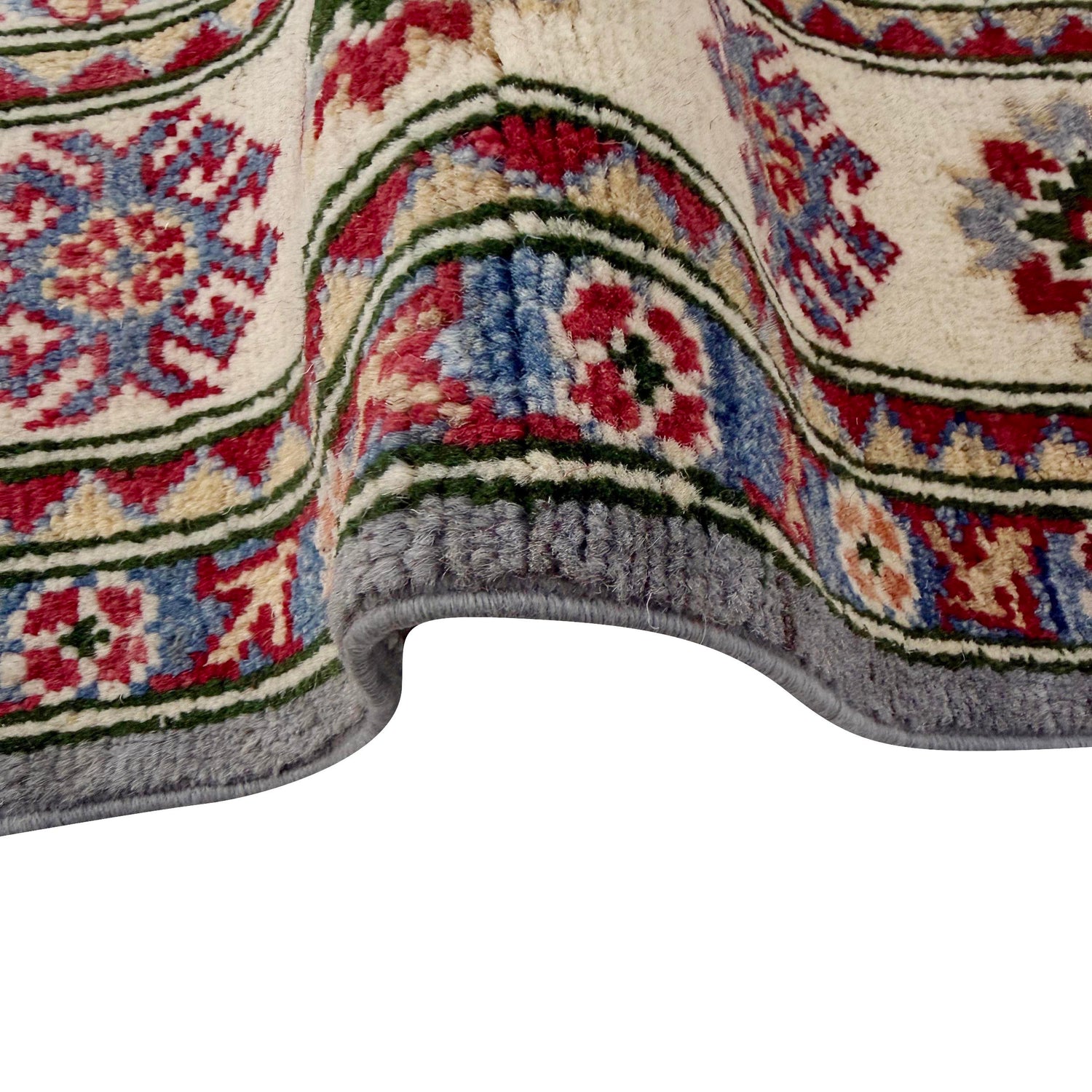 Kazak Rug Handmade Gray Medallion 4x6 ft