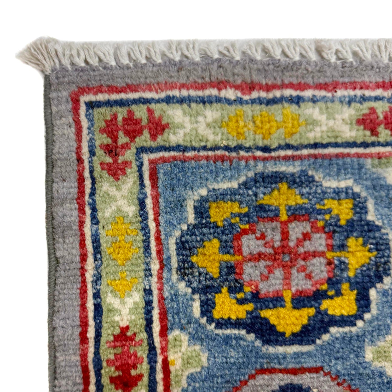 Kazak Rug Handmade Gray Medallion 4x6 ft