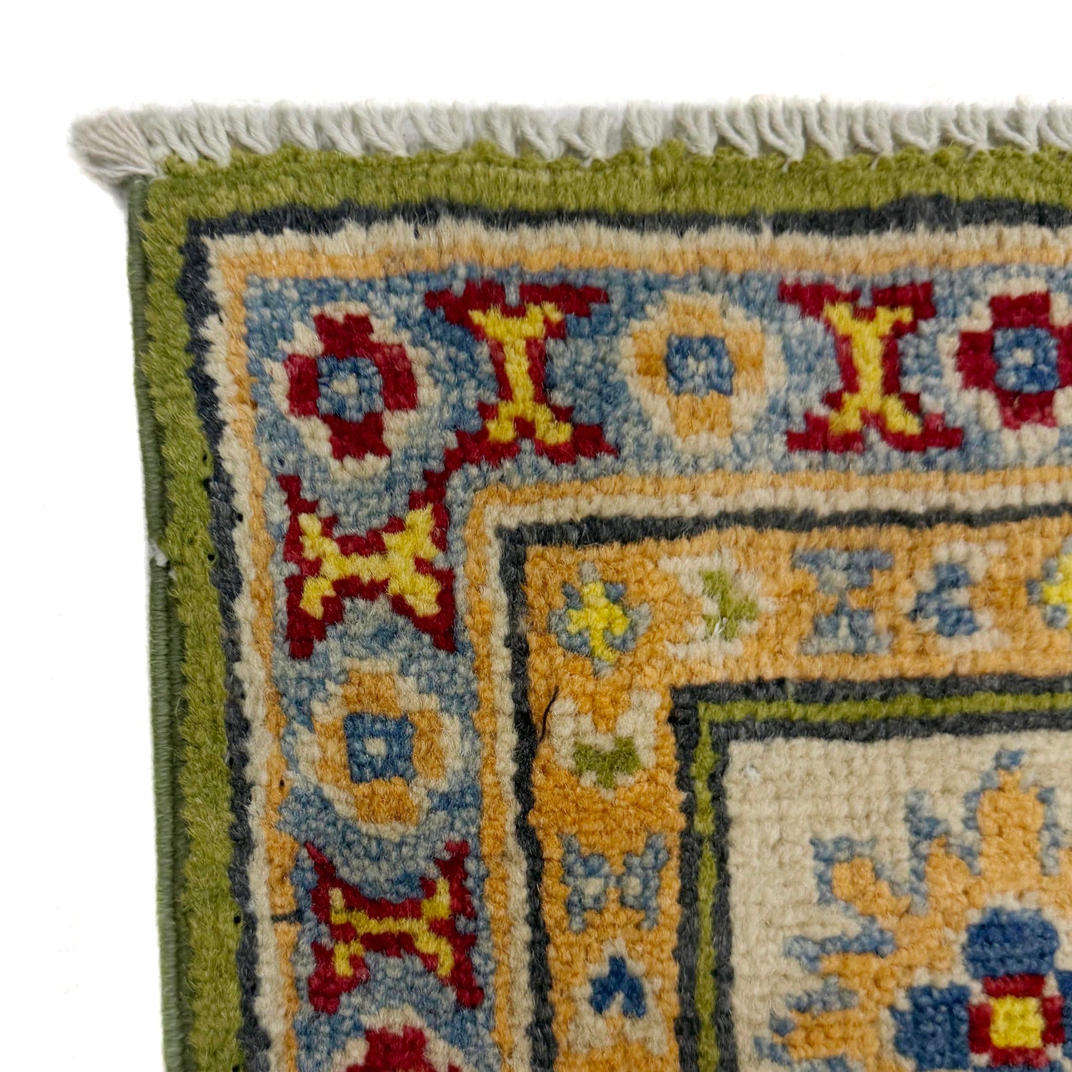 Kazak Rug Handmade Green Medallion 4x7 ft