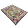 Kazak Rug Handmade Green Medallion 4x7 ft