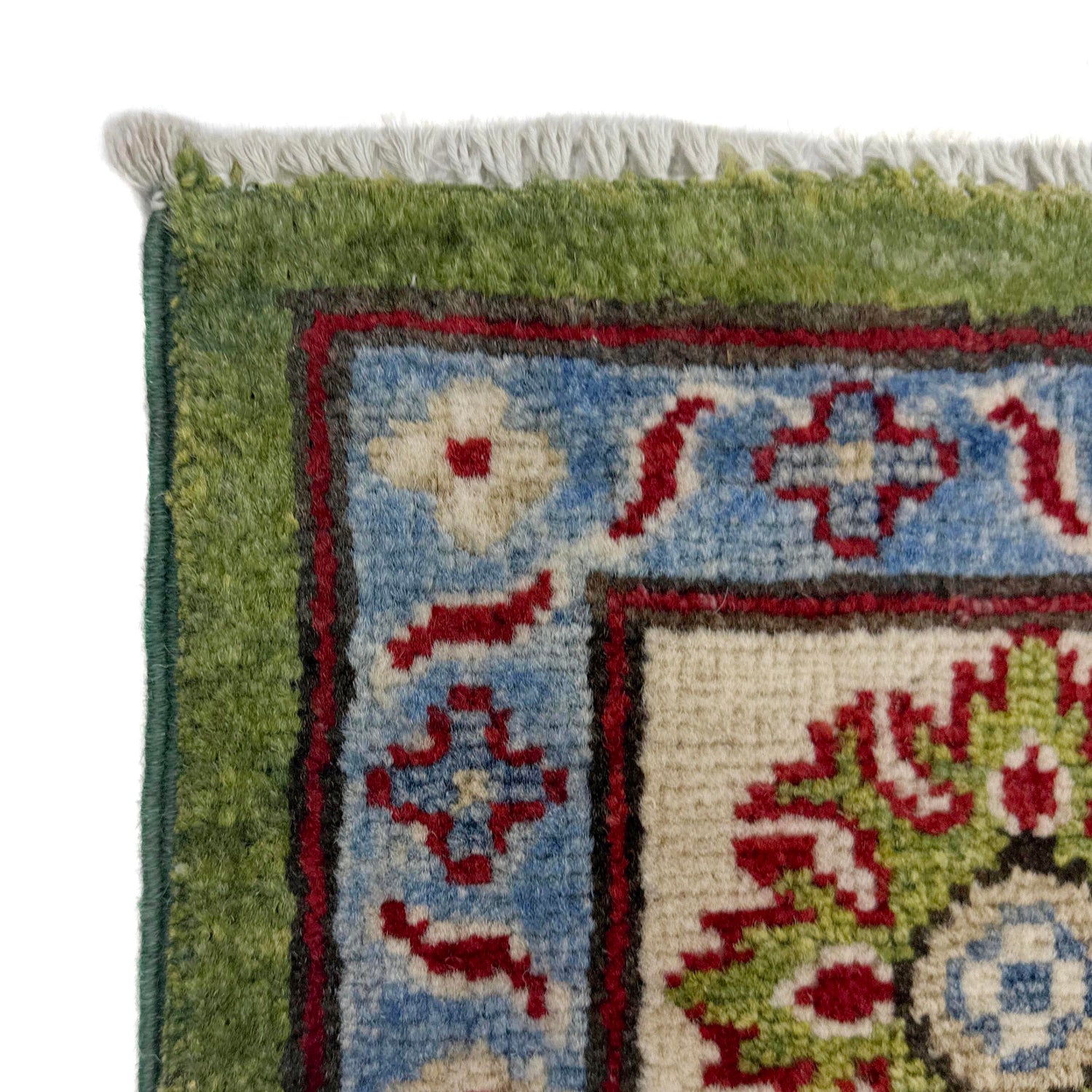 Kazak Rug Handmade Green Medallion 4x7 ft