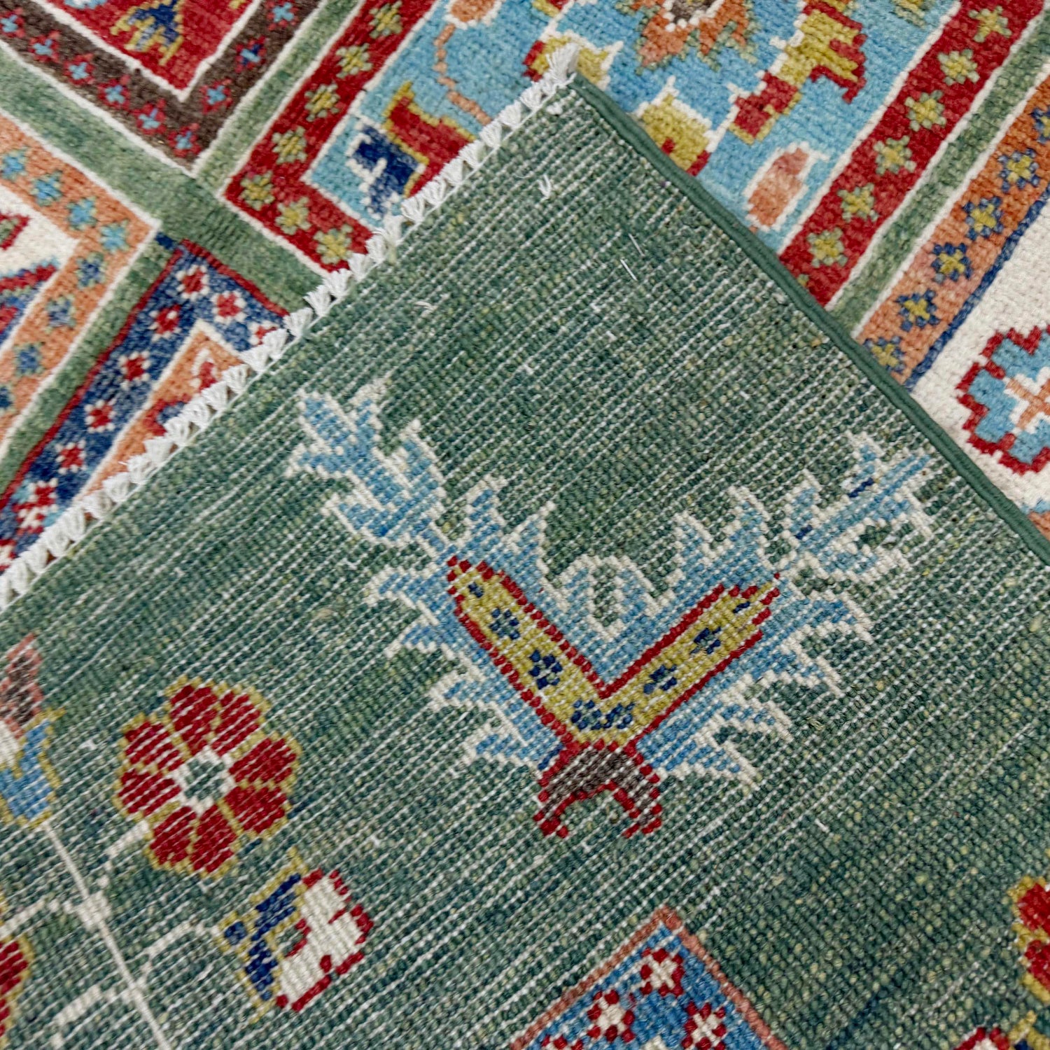 Bakhtiar Area Rug Handmade Green Floral 4x7 ft