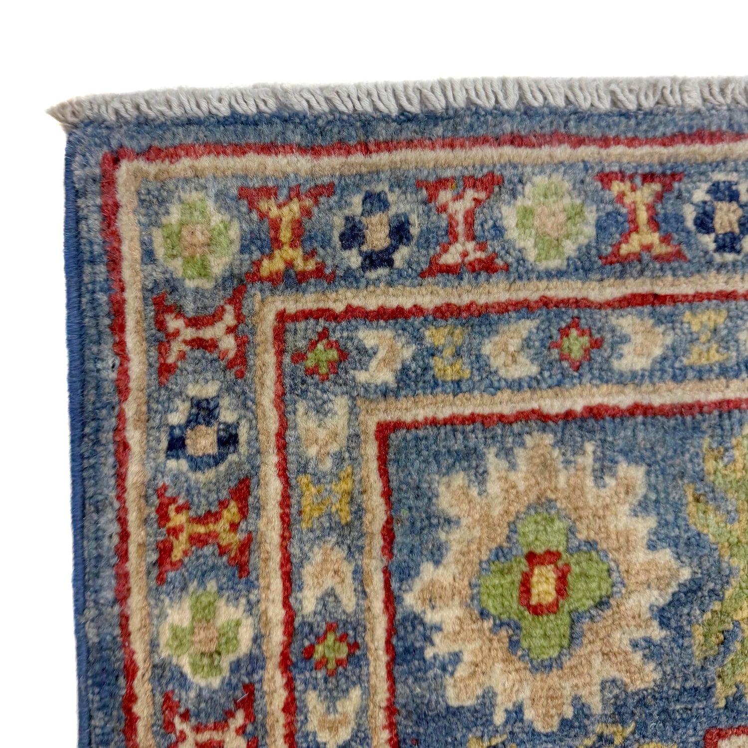 Kazak Rug Handmade Blue Medallion 4x7 ft