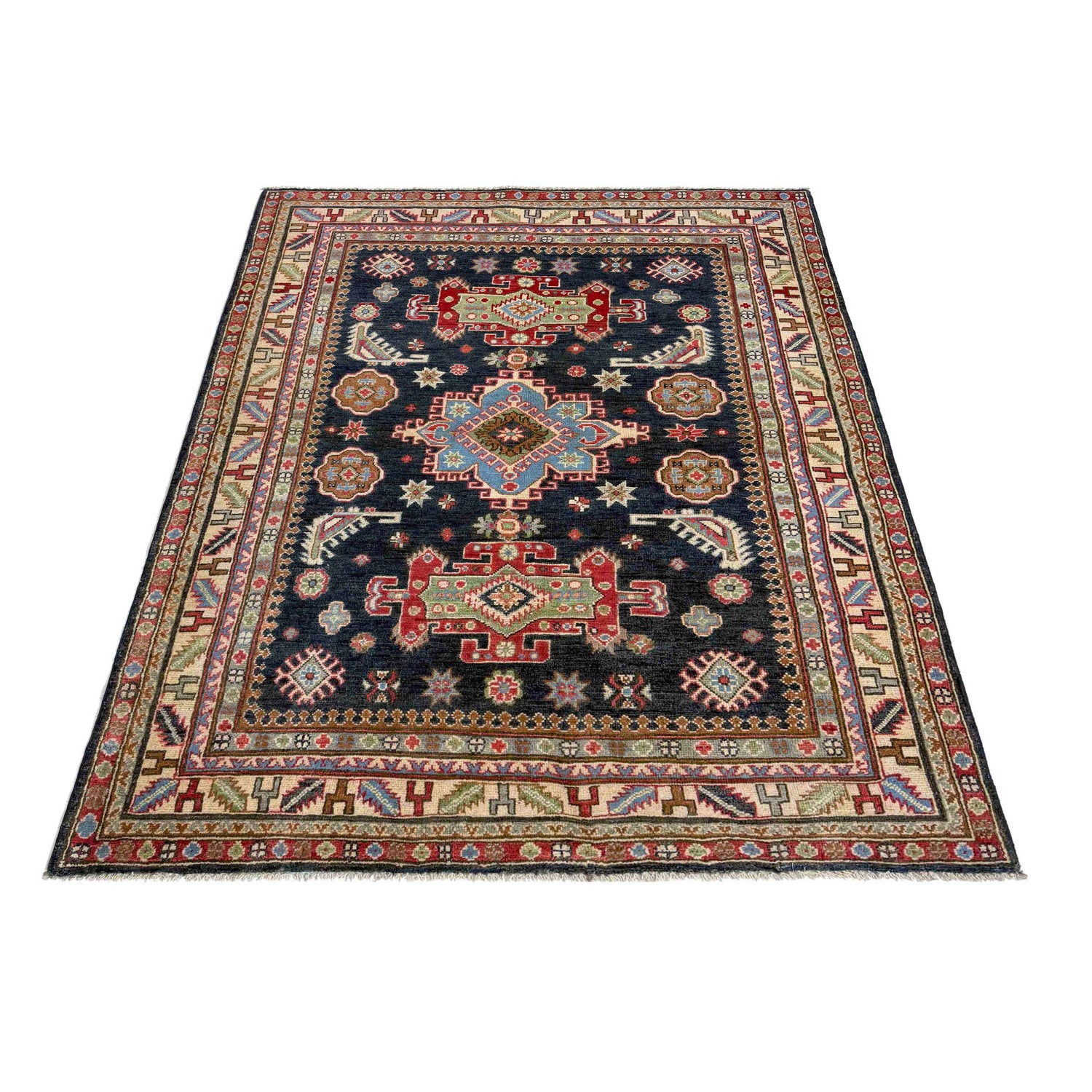 Kazak Rug Handmade Multi Medallion 4x7 ft