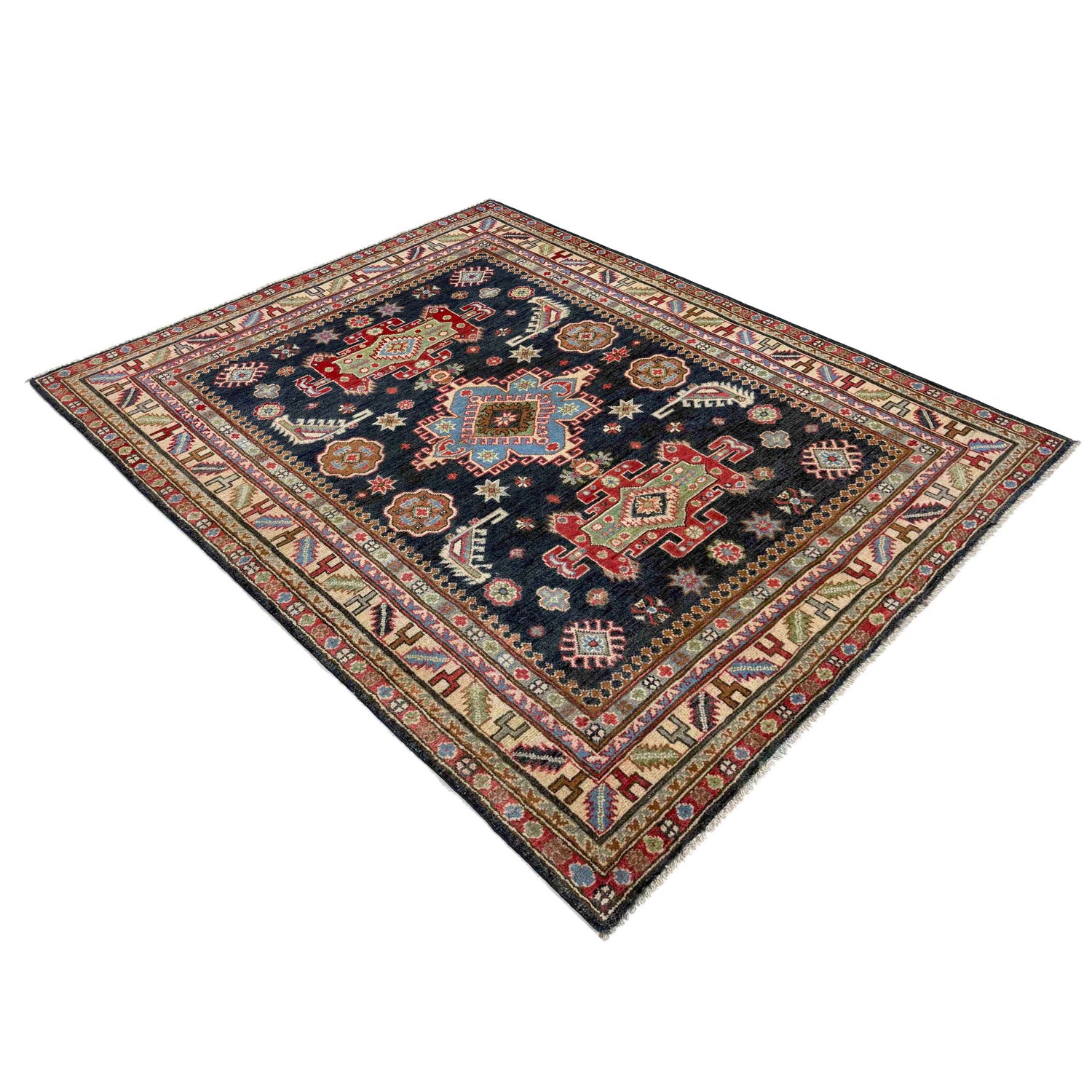 Kazak Rug Handmade Multi Medallion 4x7 ft