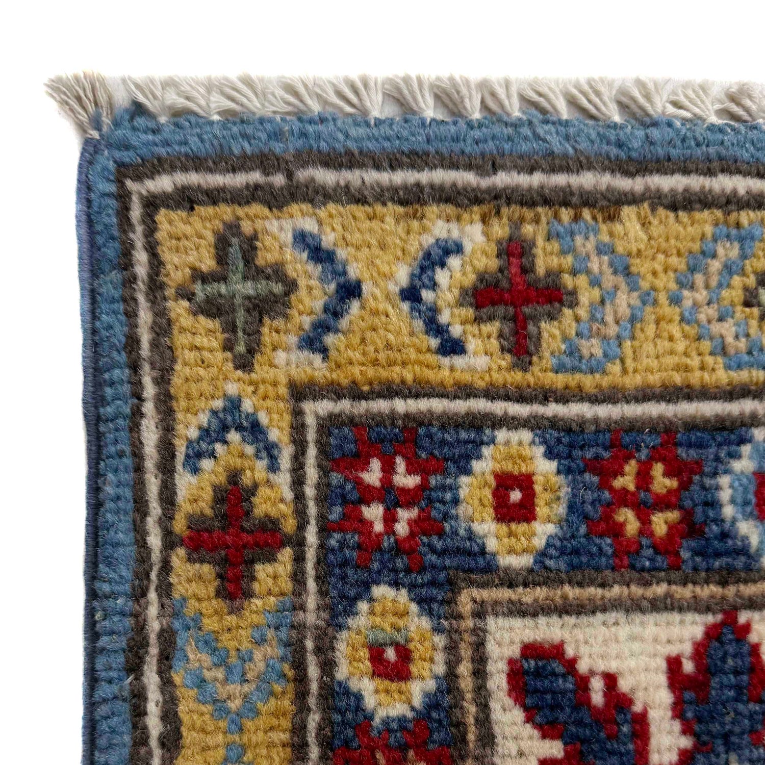 Kazak Rug Handmade Blue Medallion 5x8 ft