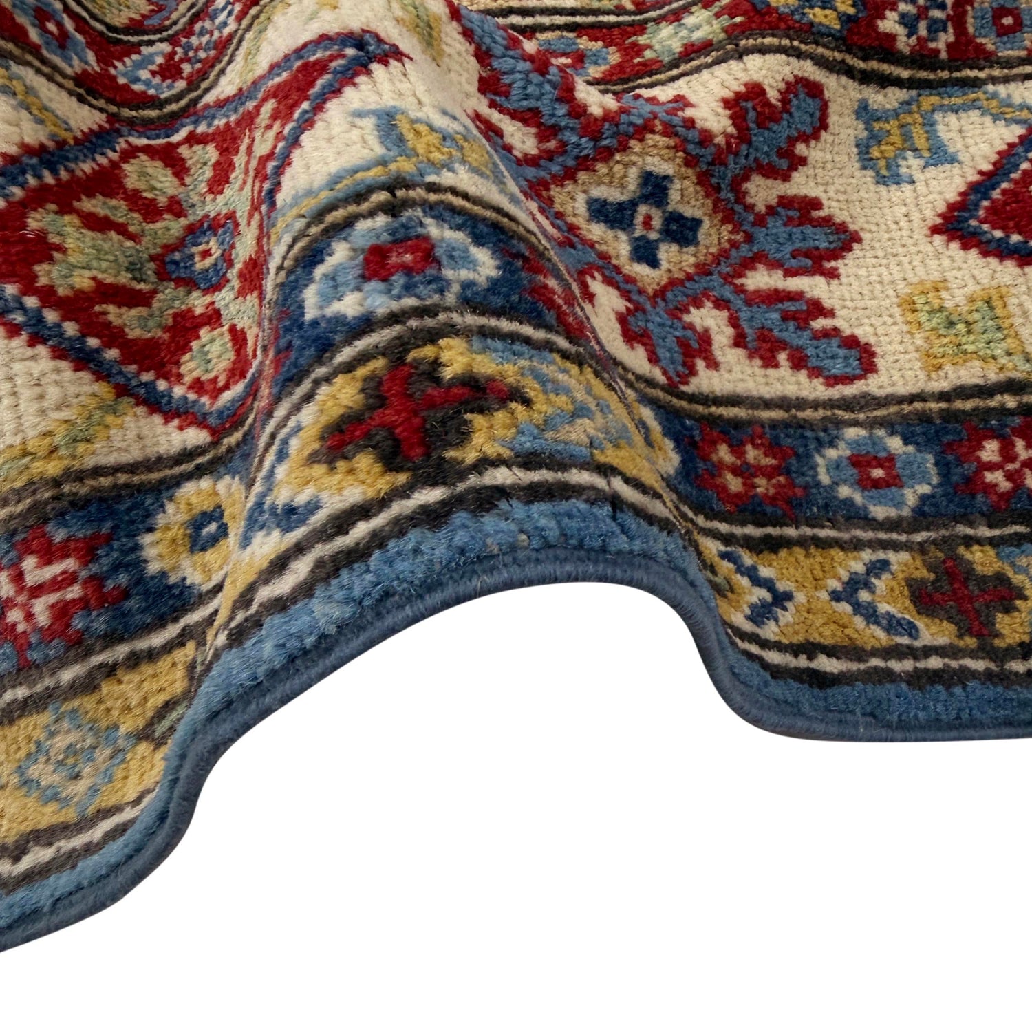 Kazak Rug Handmade Blue Medallion 5x8 ft