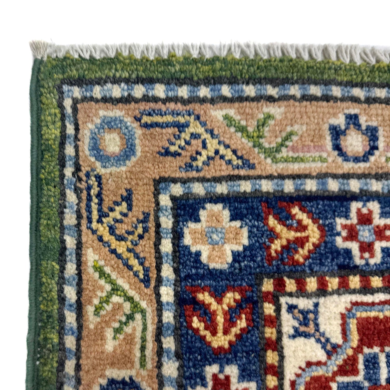 Kazak Rug Handmade Green Medallion 5x8 ft