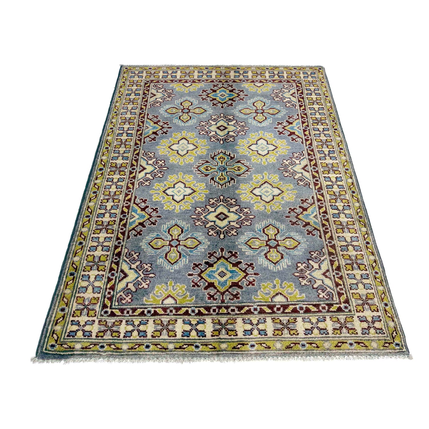 Kazak Rug Handmade Blue Medallion 3x5 ft