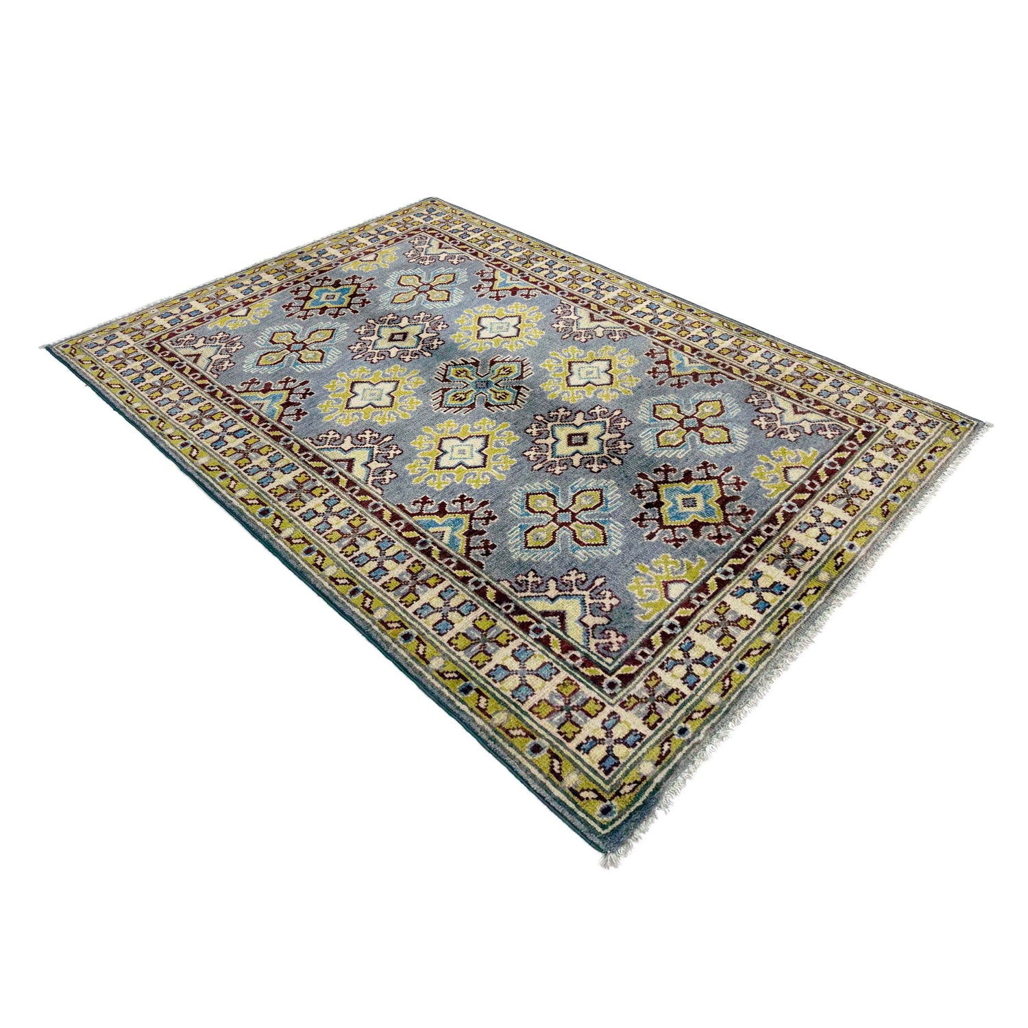 Kazak Rug Handmade Blue Medallion 3x5 ft