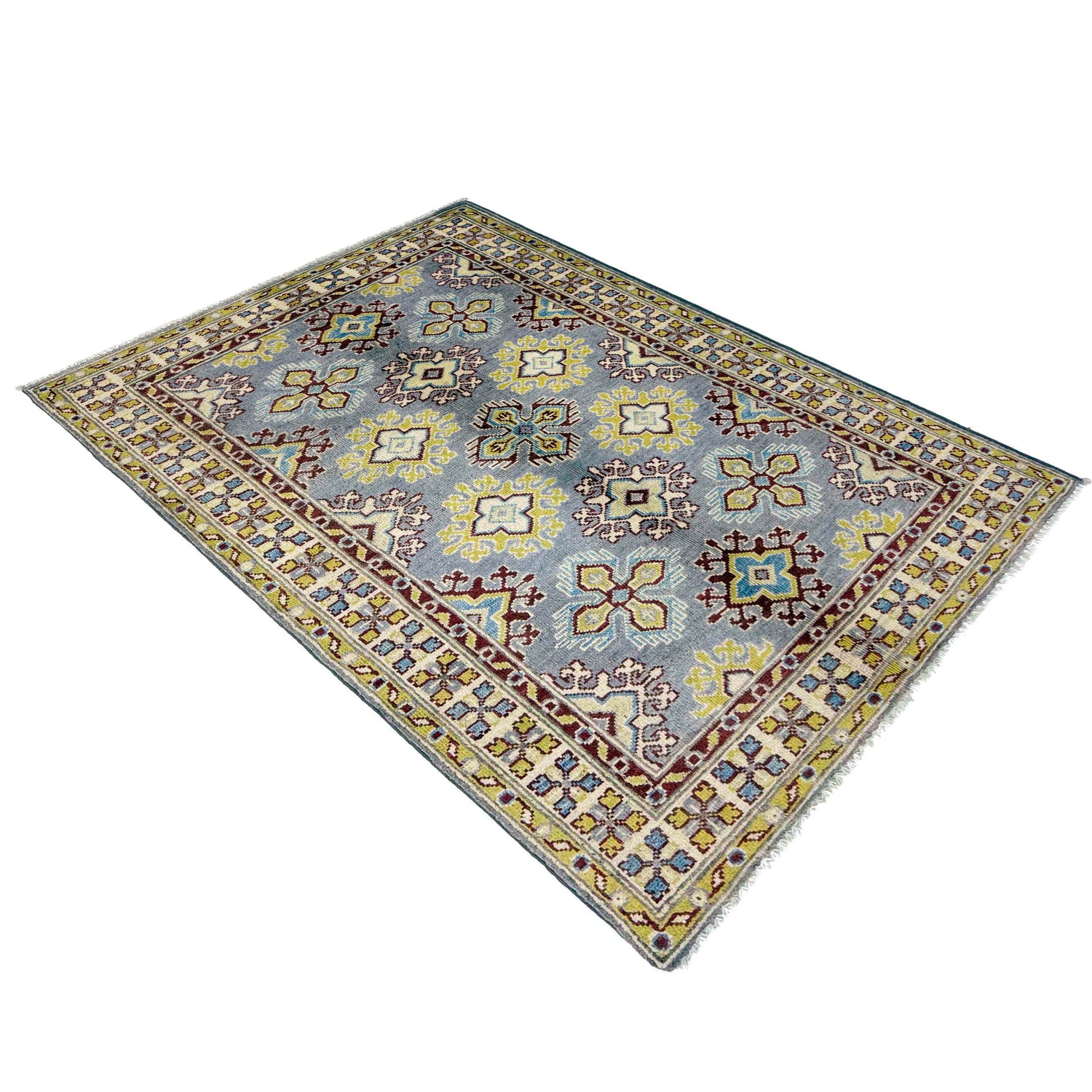 Kazak Rug Handmade Blue Medallion 3x5 ft