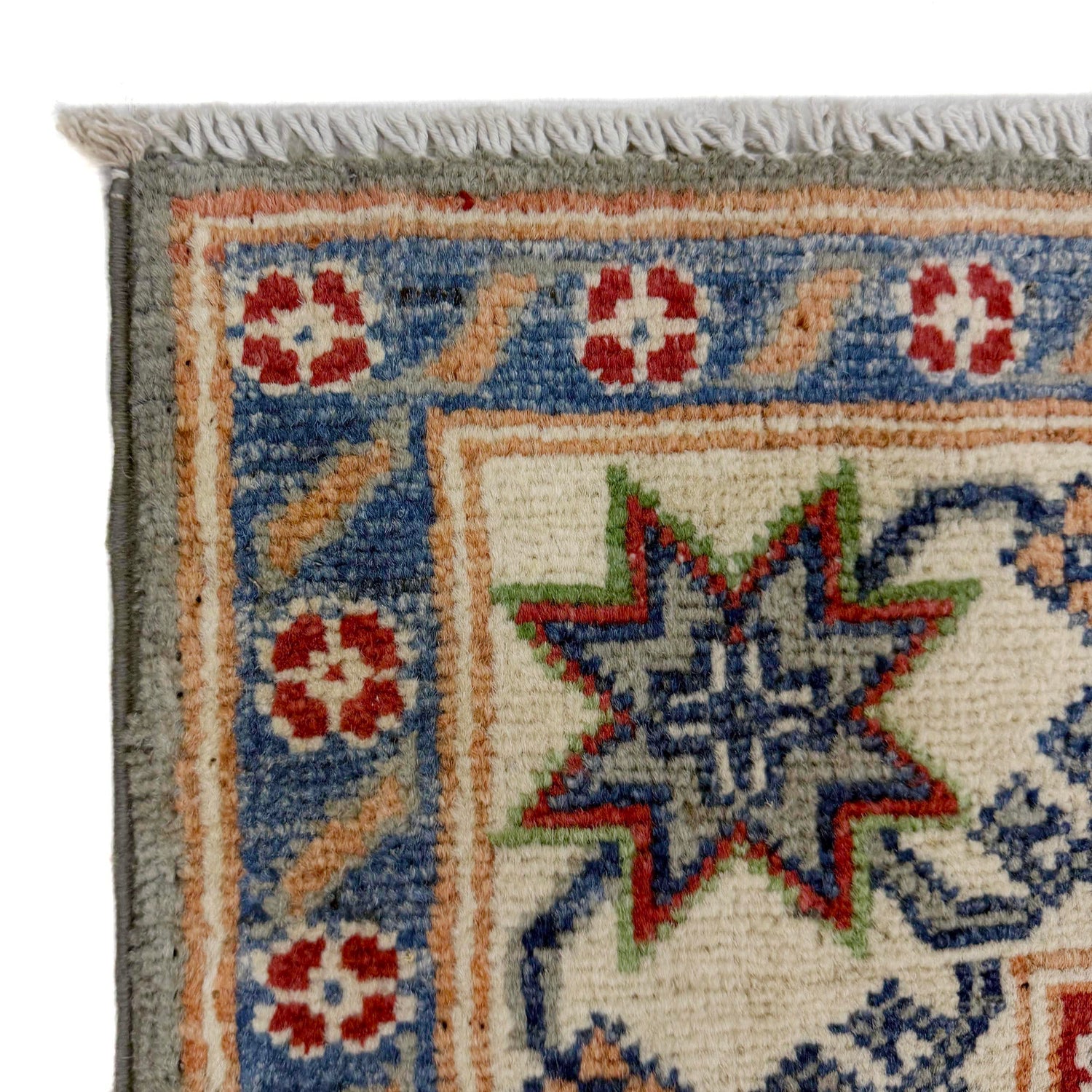 Kazak Rug Handmade Gray Medallion 4x6 ft