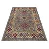 Kazak Rug Handmade Gray Medallion 4x6 ft