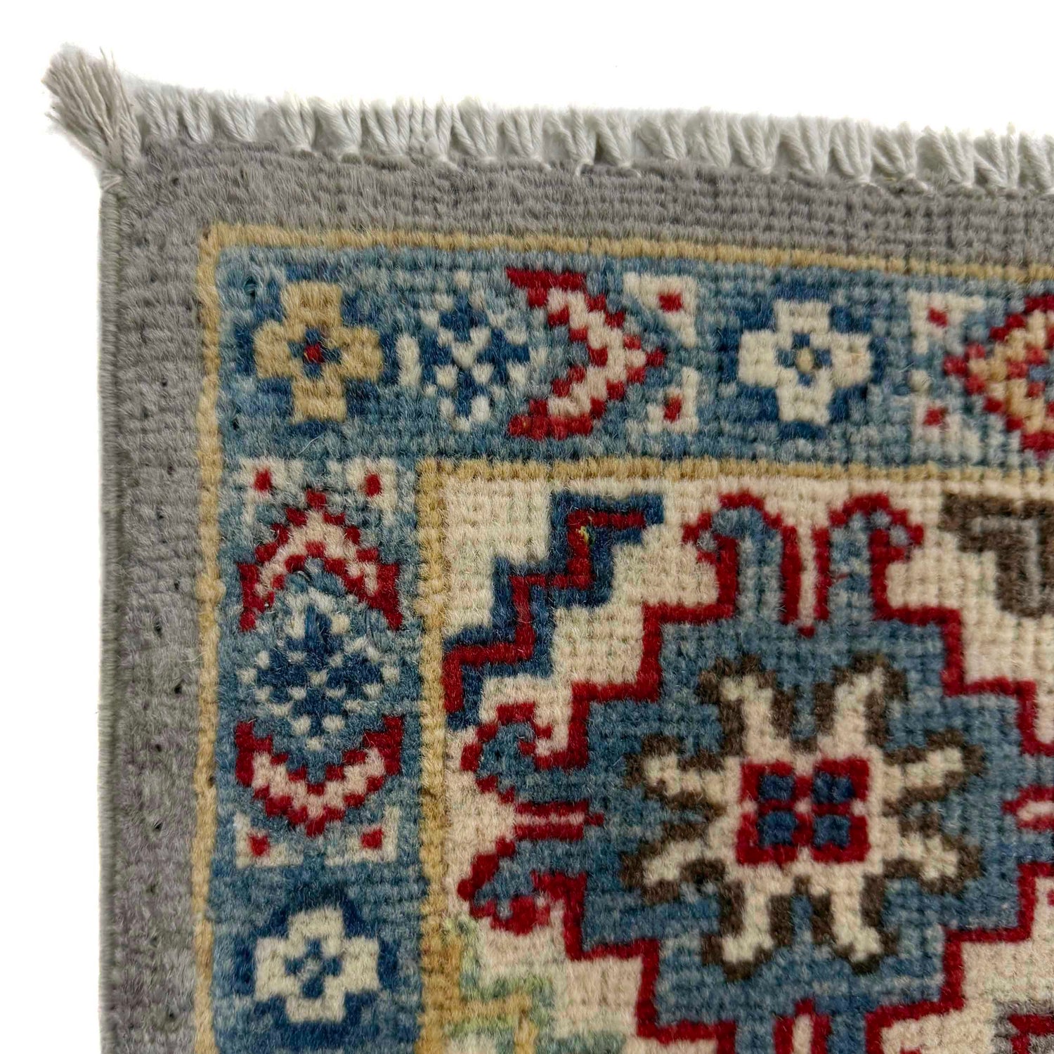 Kazak Rug Handmade Gray Medallion 4x6 ft
