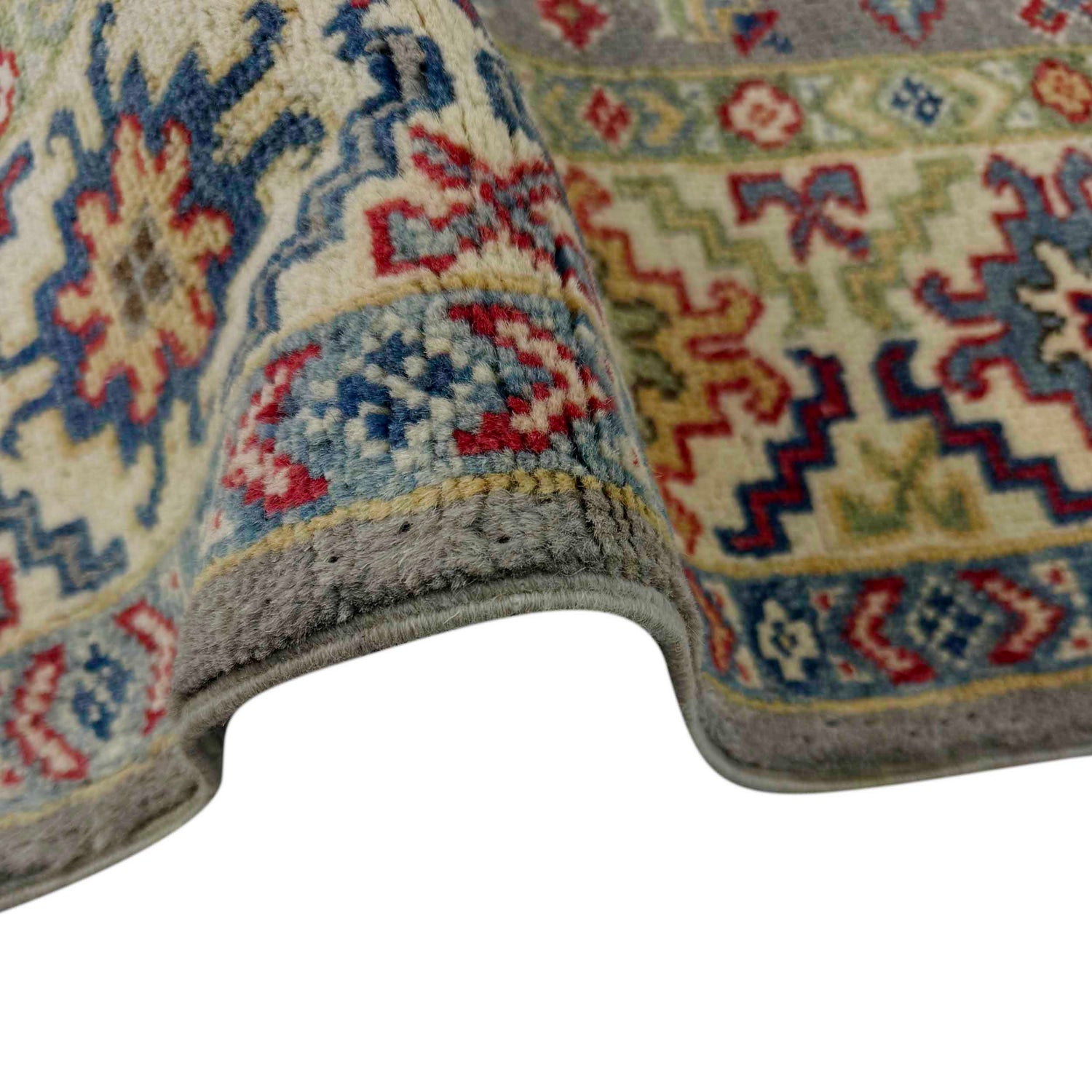 Kazak Rug Handmade Gray Medallion 4x6 ft