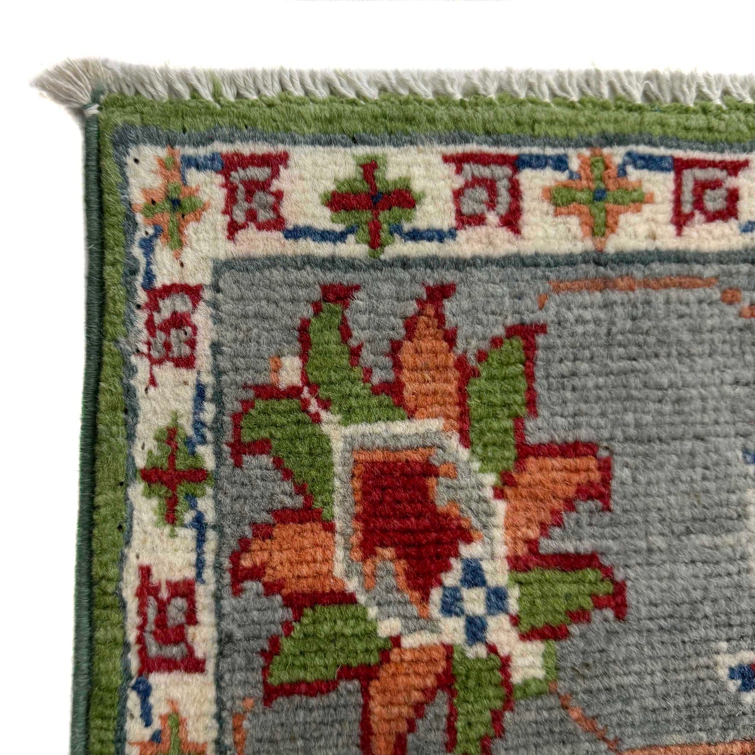 Kazak Rug Handmade Green Medallion 4x6 ft