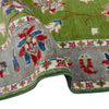 Kazak Rug Handmade Green Medallion 4x6 ft