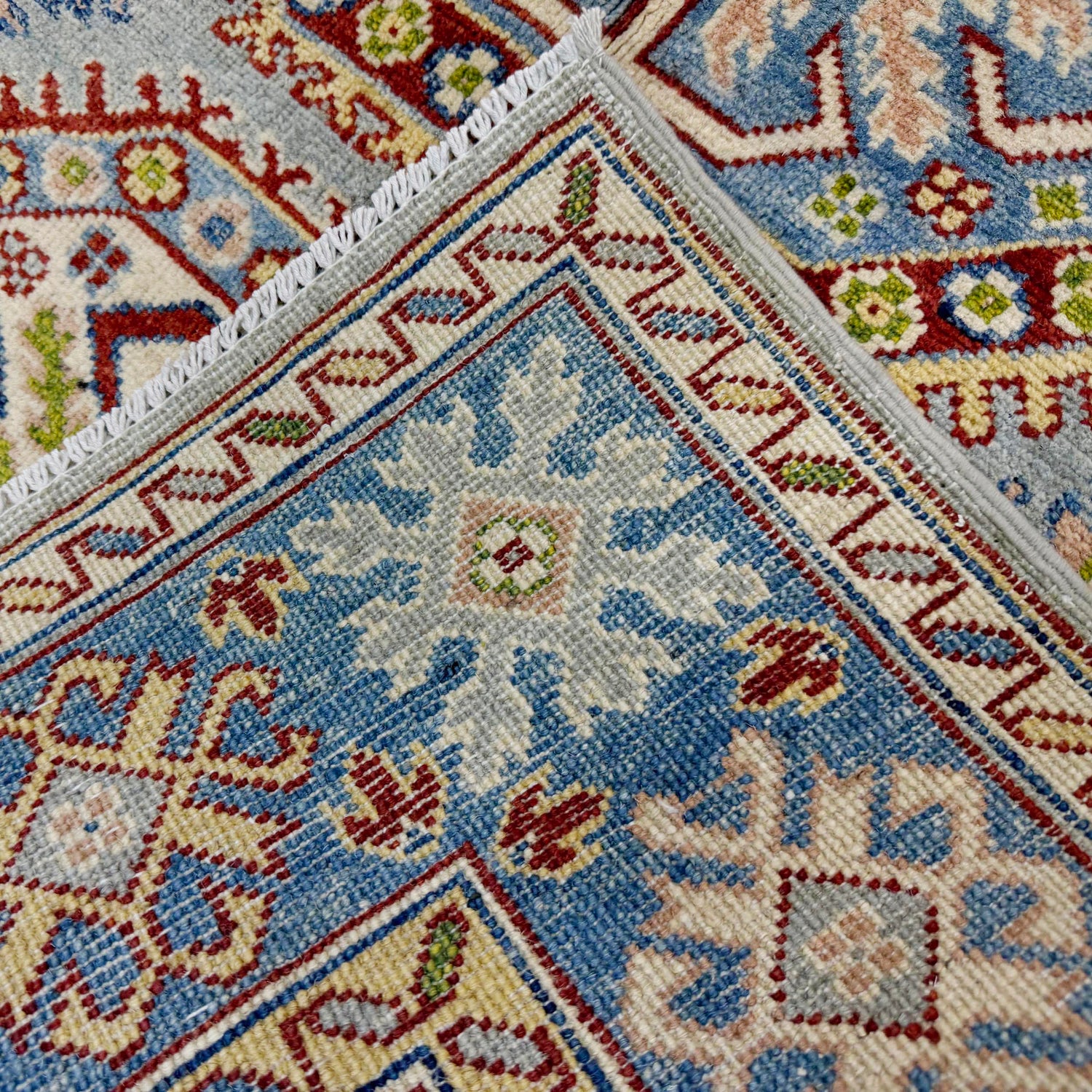 Kazak Rug Handmade Gray Medallion 4x6 ft