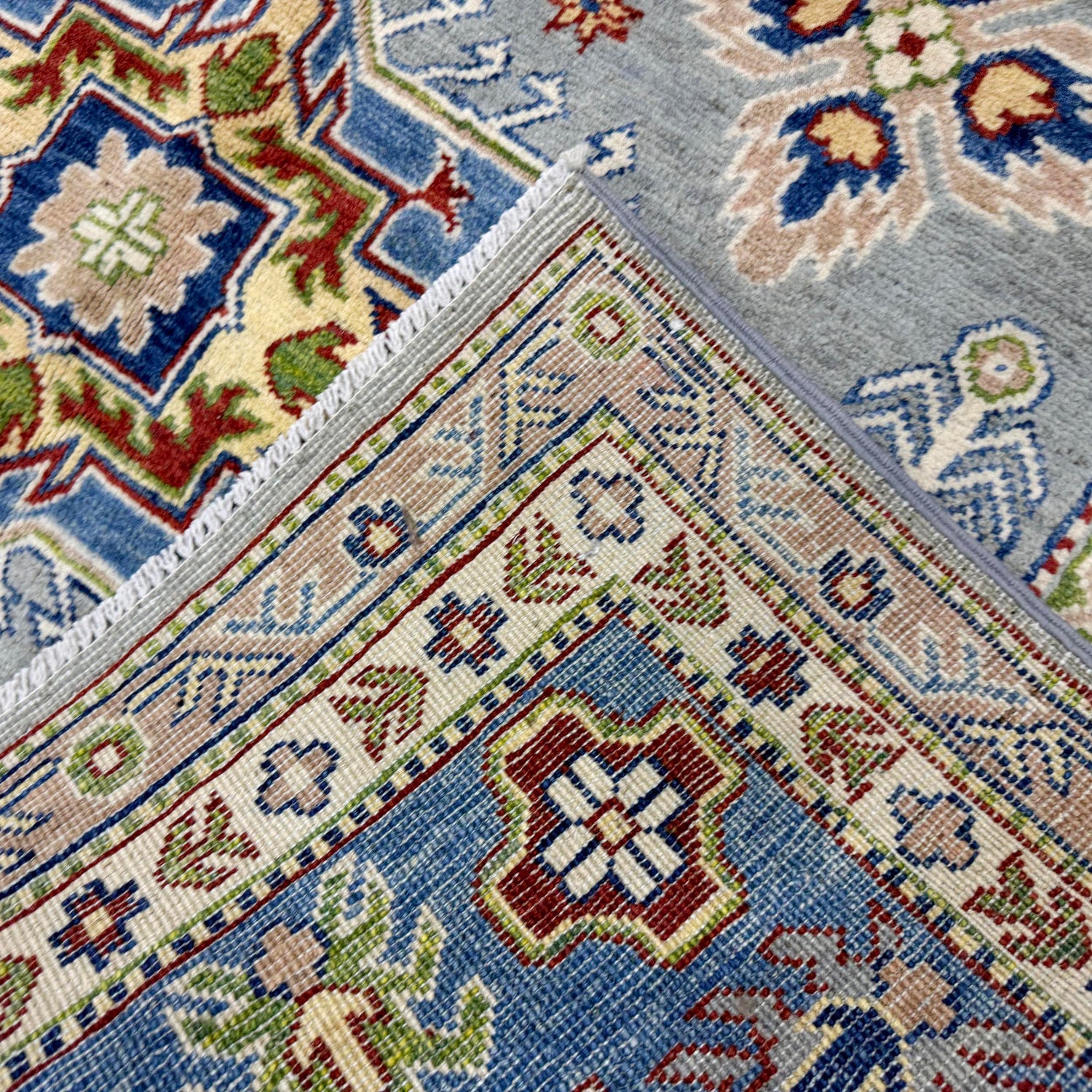 Kazak Rug Handmade Gray Medallion 5x8 ft