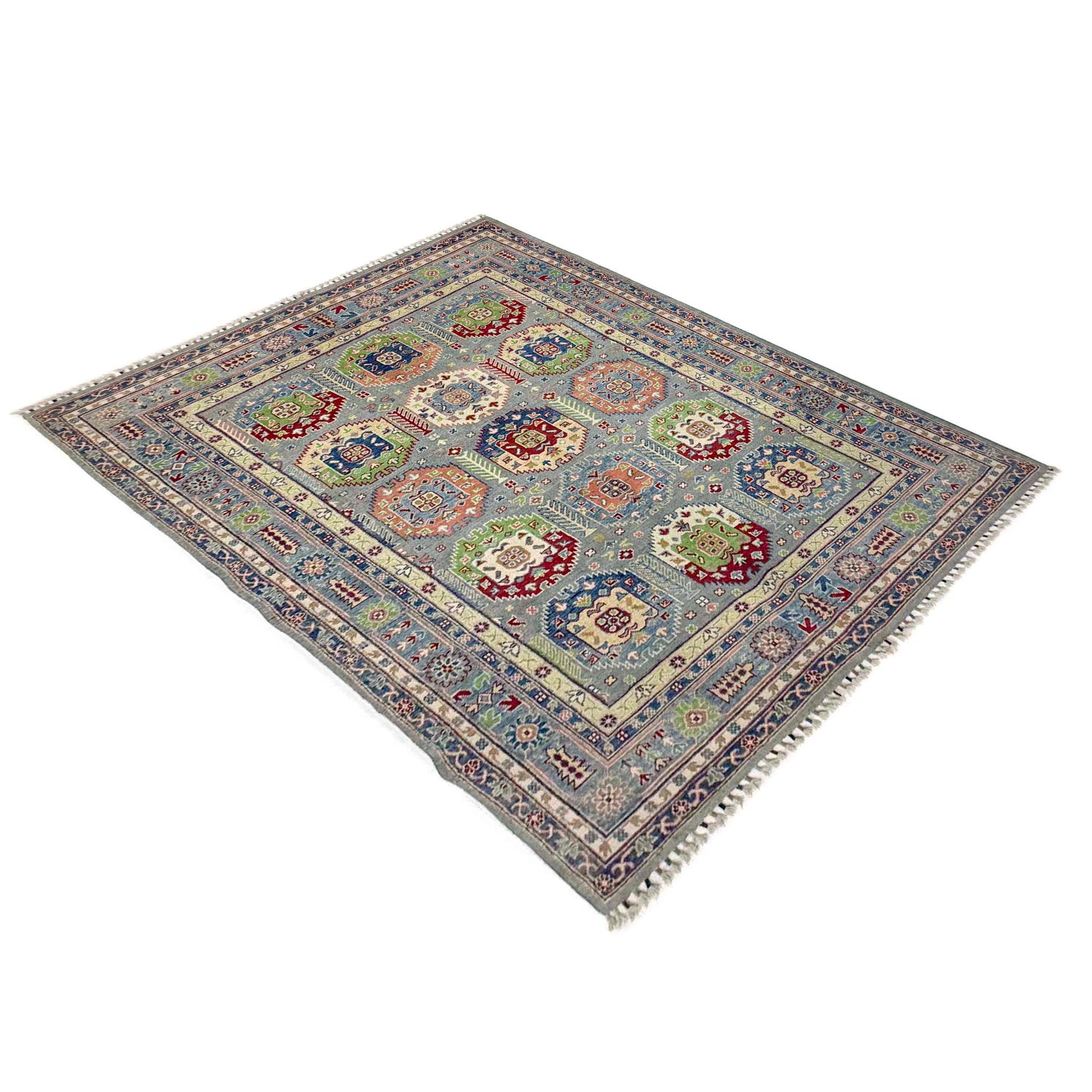 Waziri Area Rug Handmade Multi Medallion 5x8 ft