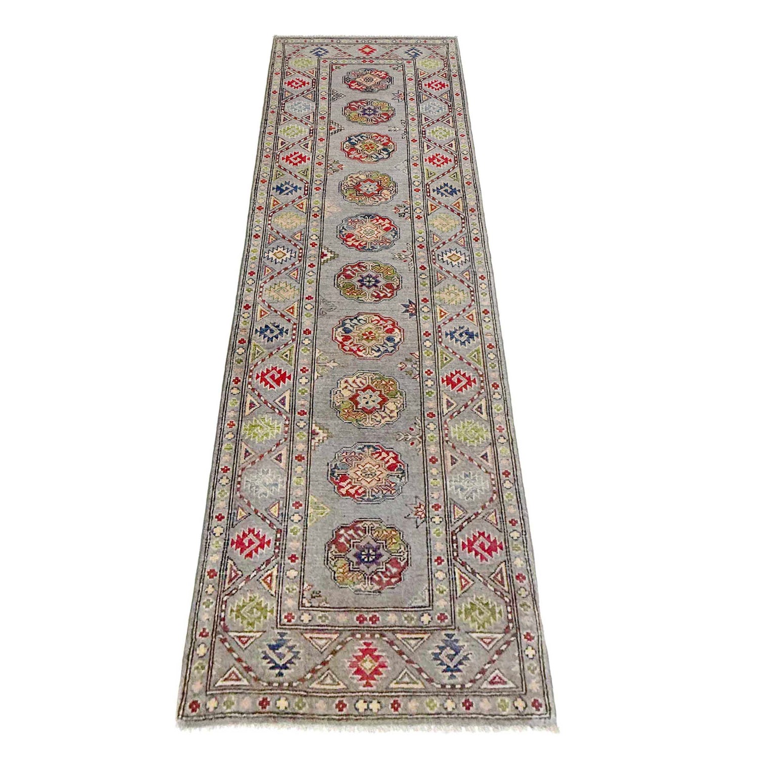 Waziri Runner Handmade Gray Medallion 10' Runner