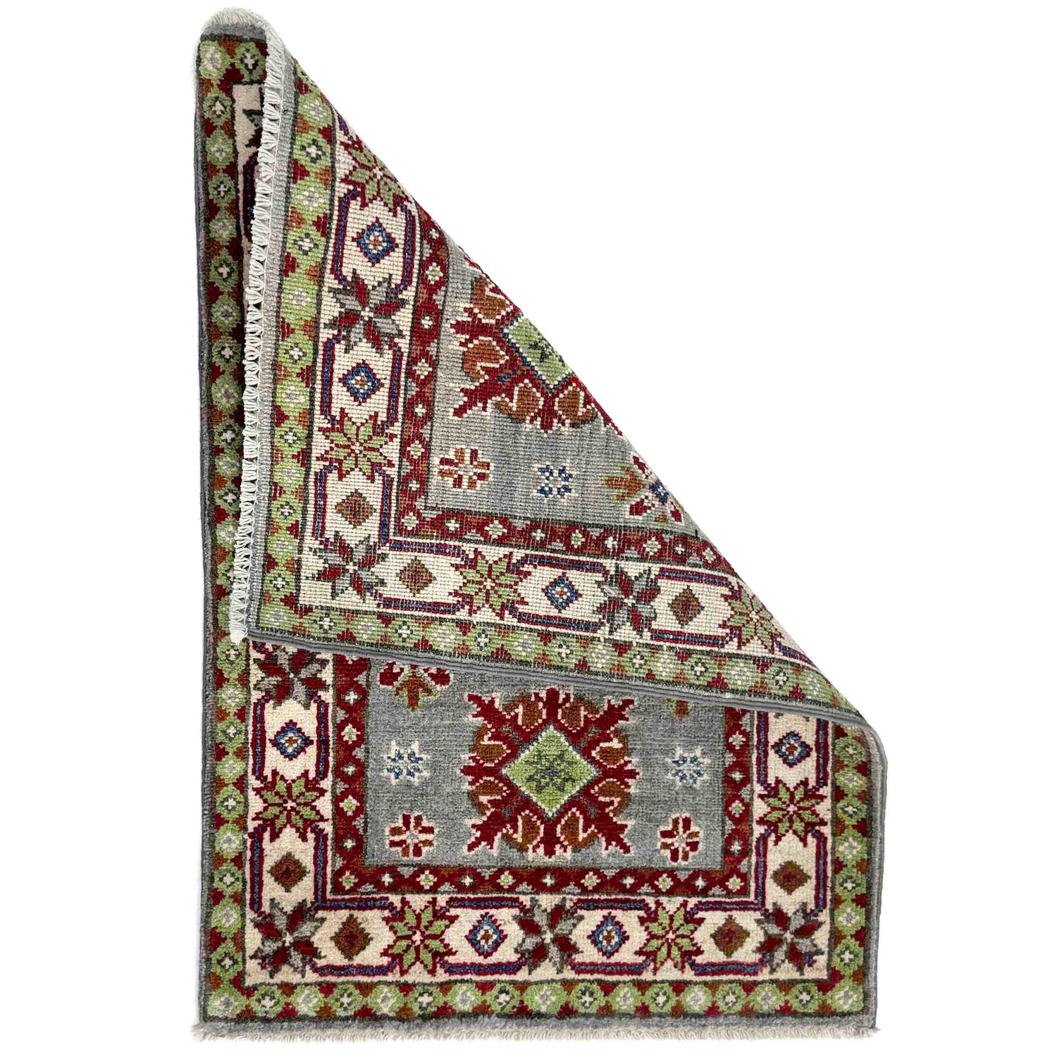 Kazak Rug Handmade Gray Medallion 2 x 3 ft