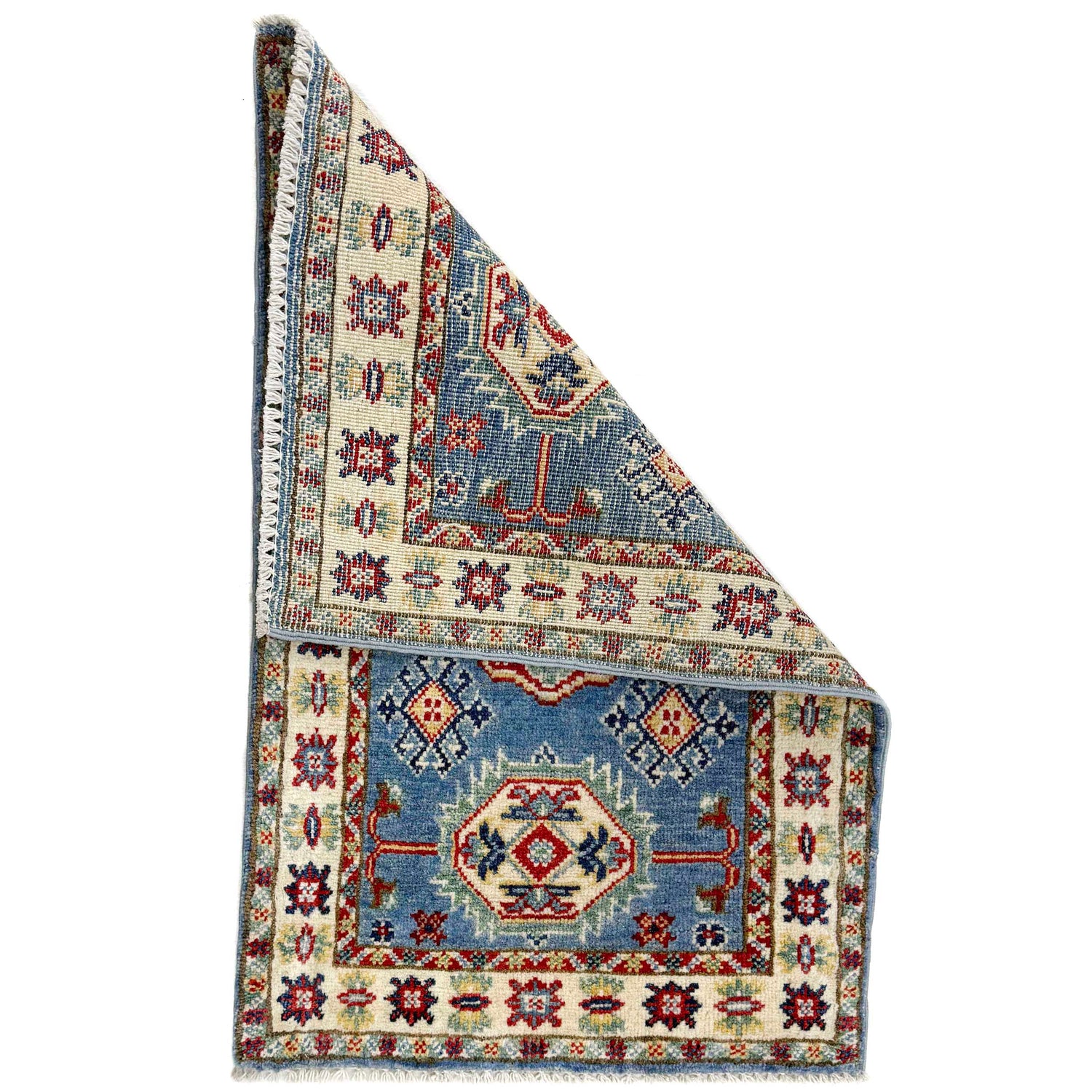 Kazak Rug Handmade Blue Medallion 2 x 3 ft
