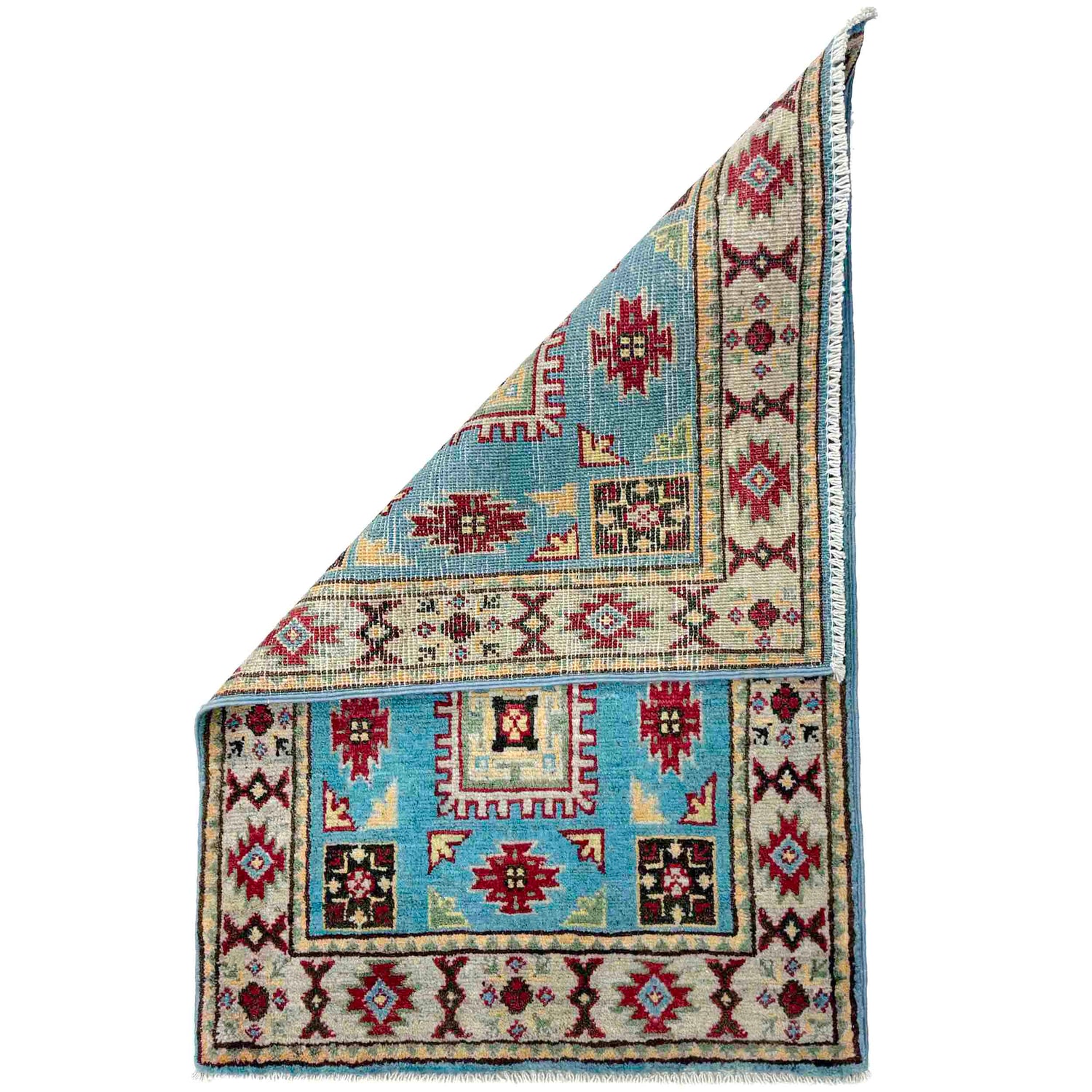 Kazak Rug Handmade Blue Medallion 2 x 3 ft