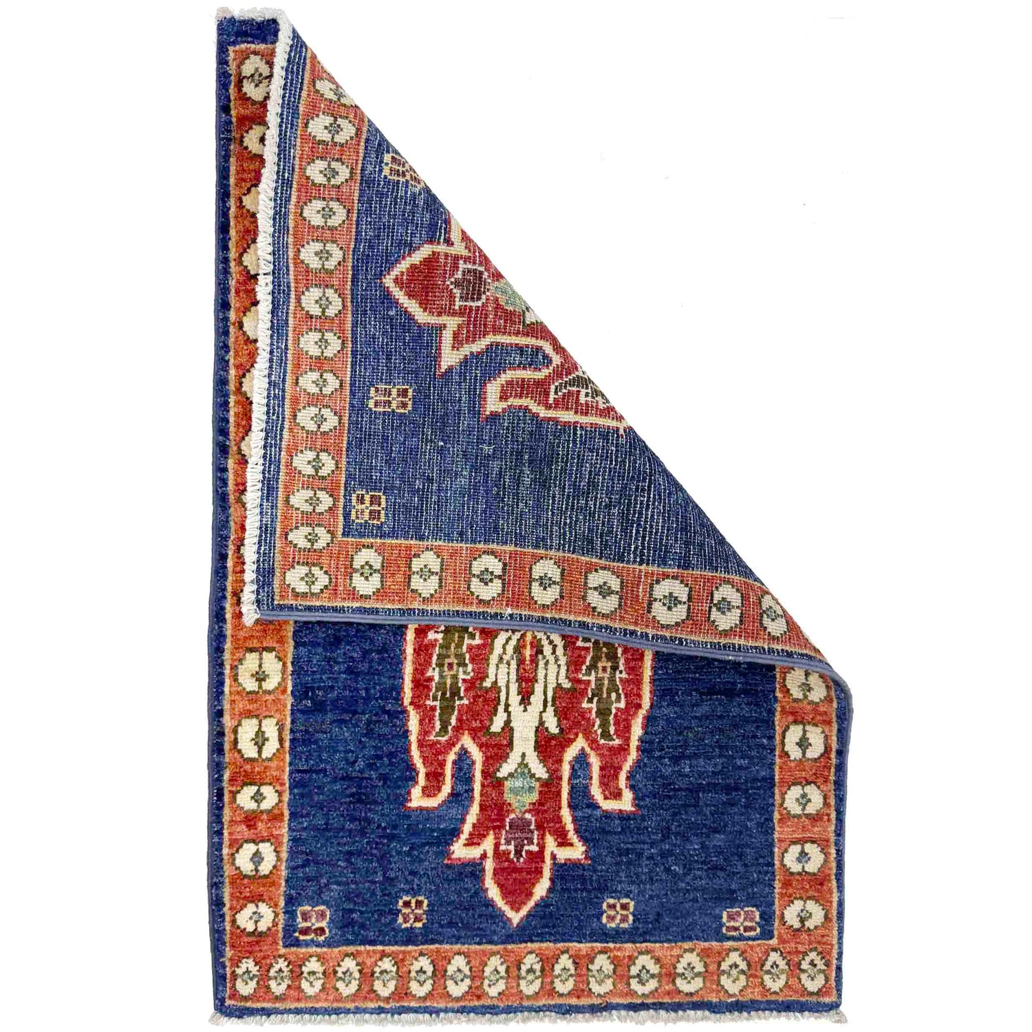 Kazak Rug Handmade Blue Medallion 2 x 3 ft