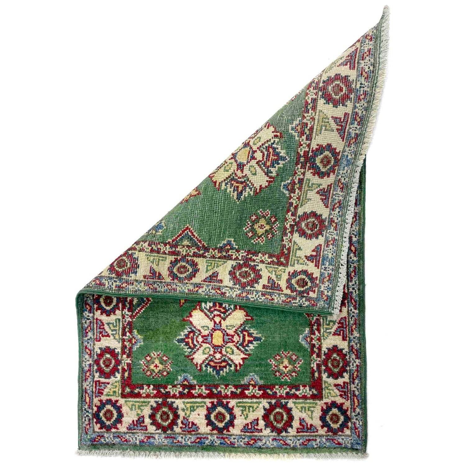 Kazak Rug Handmade Green Medallion 2 x 3 ft