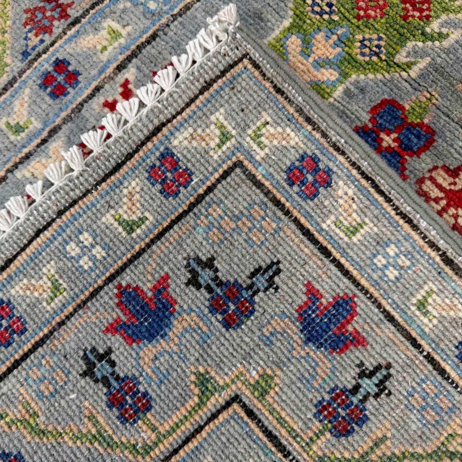 Kazak Rug Handmade Gray Medallion 10' Runner