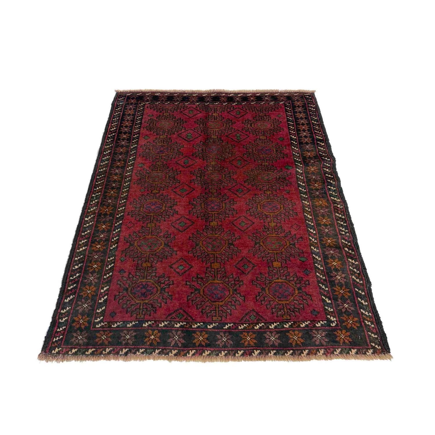 Baluchi Rug Handmade Red Geometric 2x4 ft