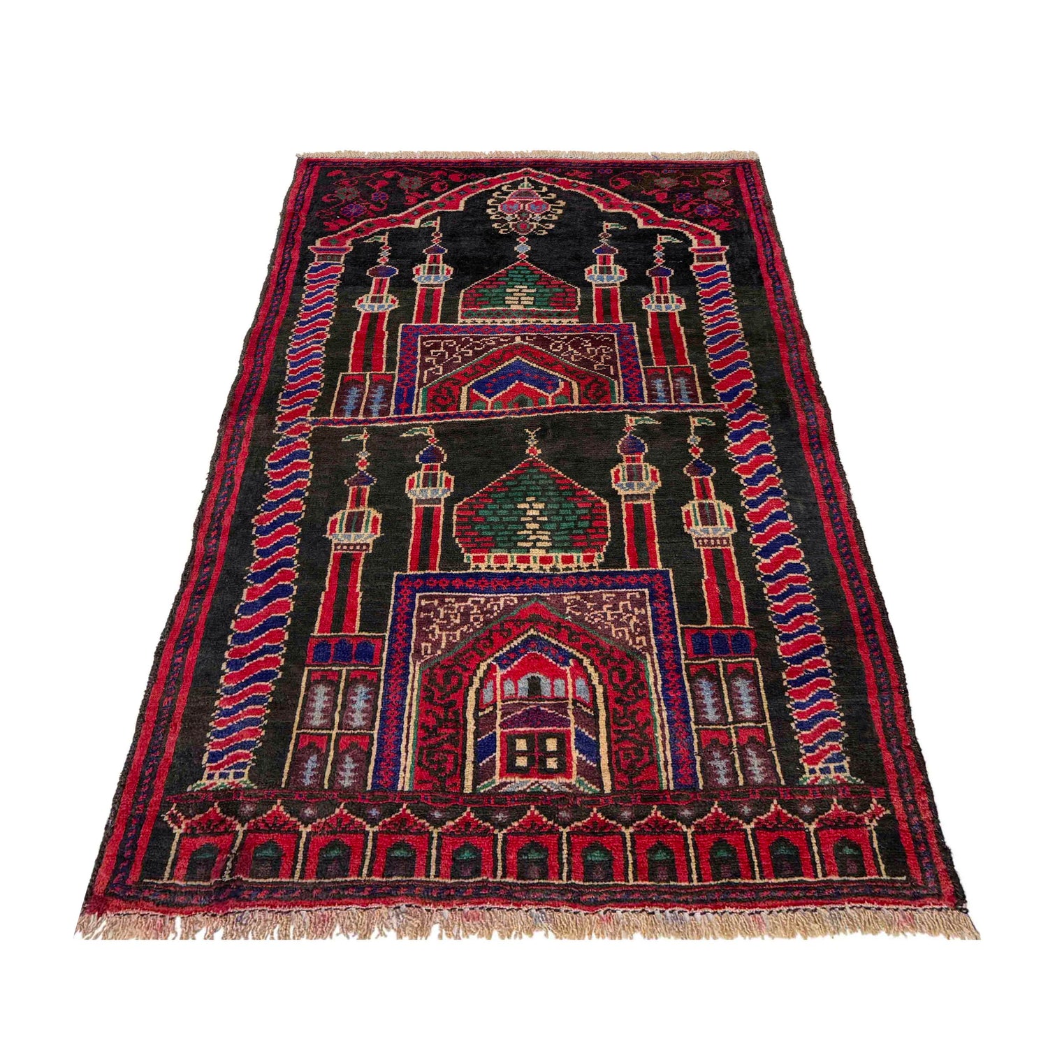 Baluchi Rug Handmade Multi Prayer Design 2x4 ft