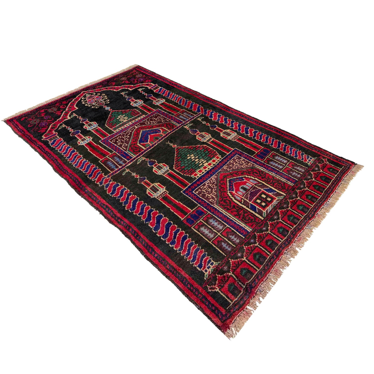 Baluchi Rug Handmade Multi Prayer Design 2x4 ft