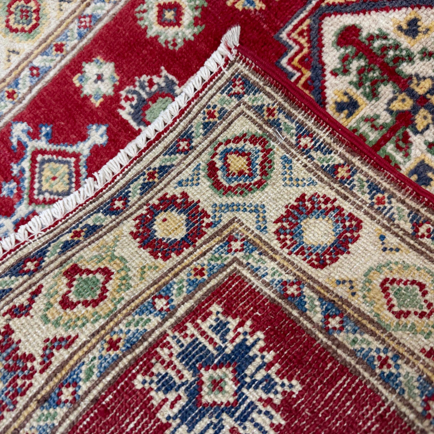 Kazak Rug Handmade Red Medallion 2x4 ft