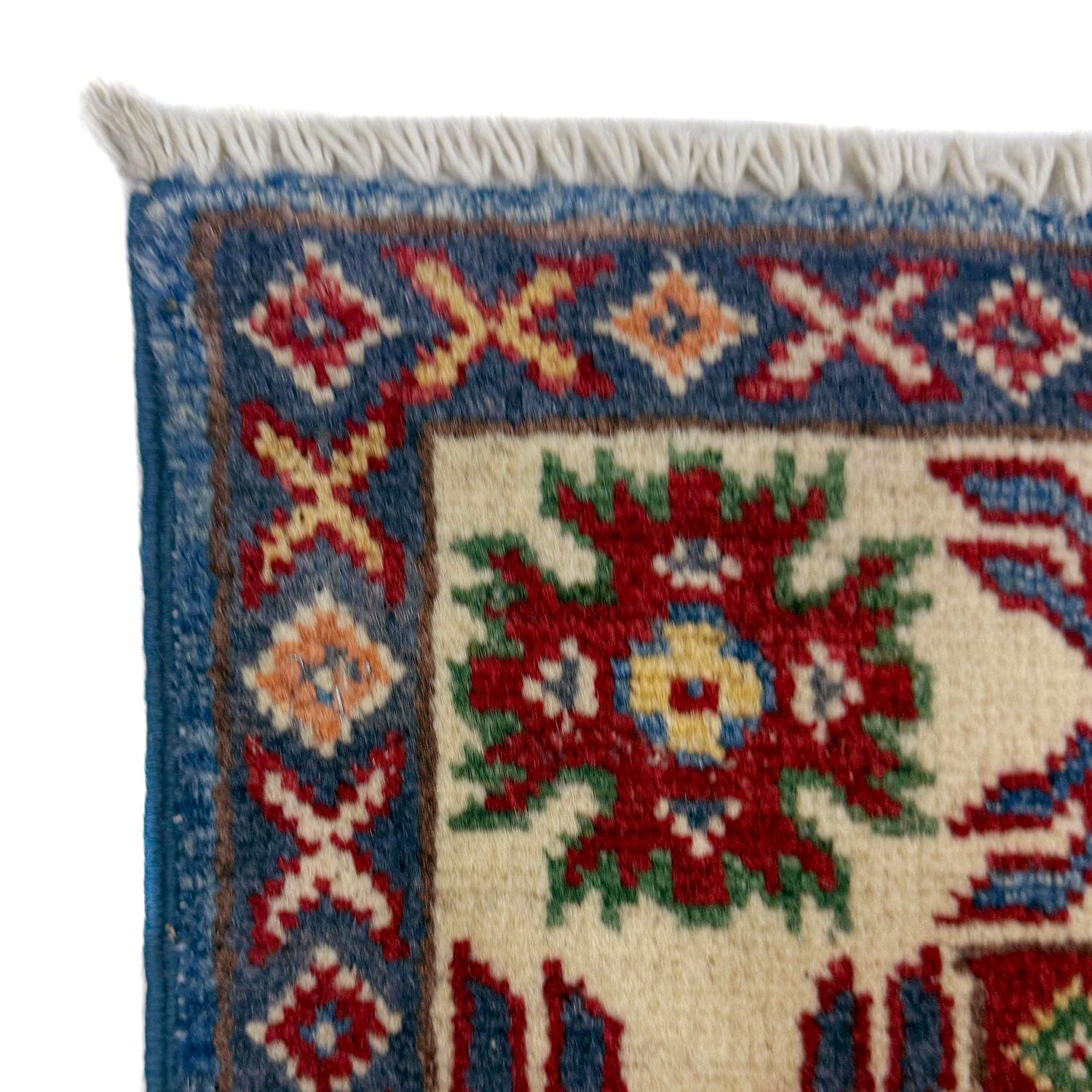 Kazak Rug Handmade Blue Medallion 2x4 ft