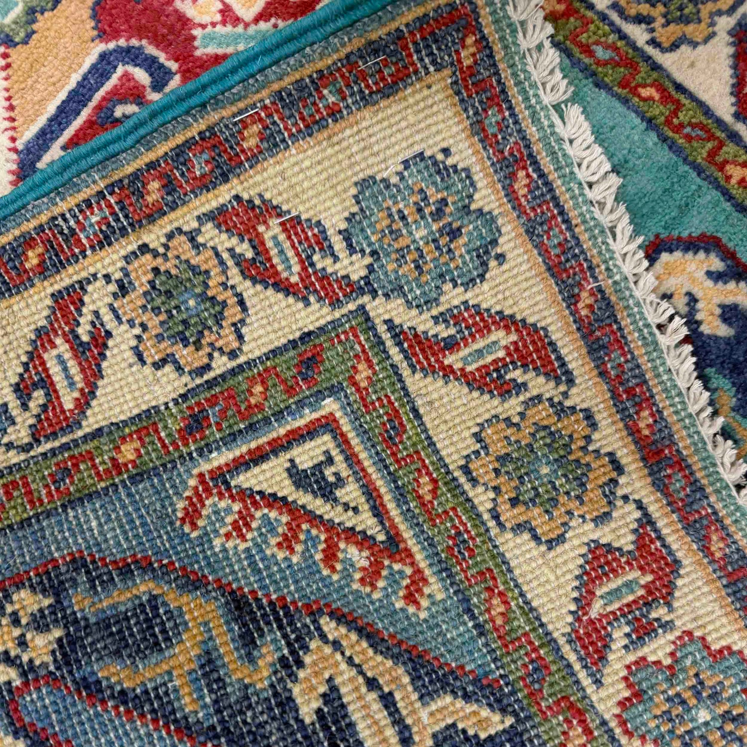 Kazak Rug Handmade Blue Medallion 2x4 ft