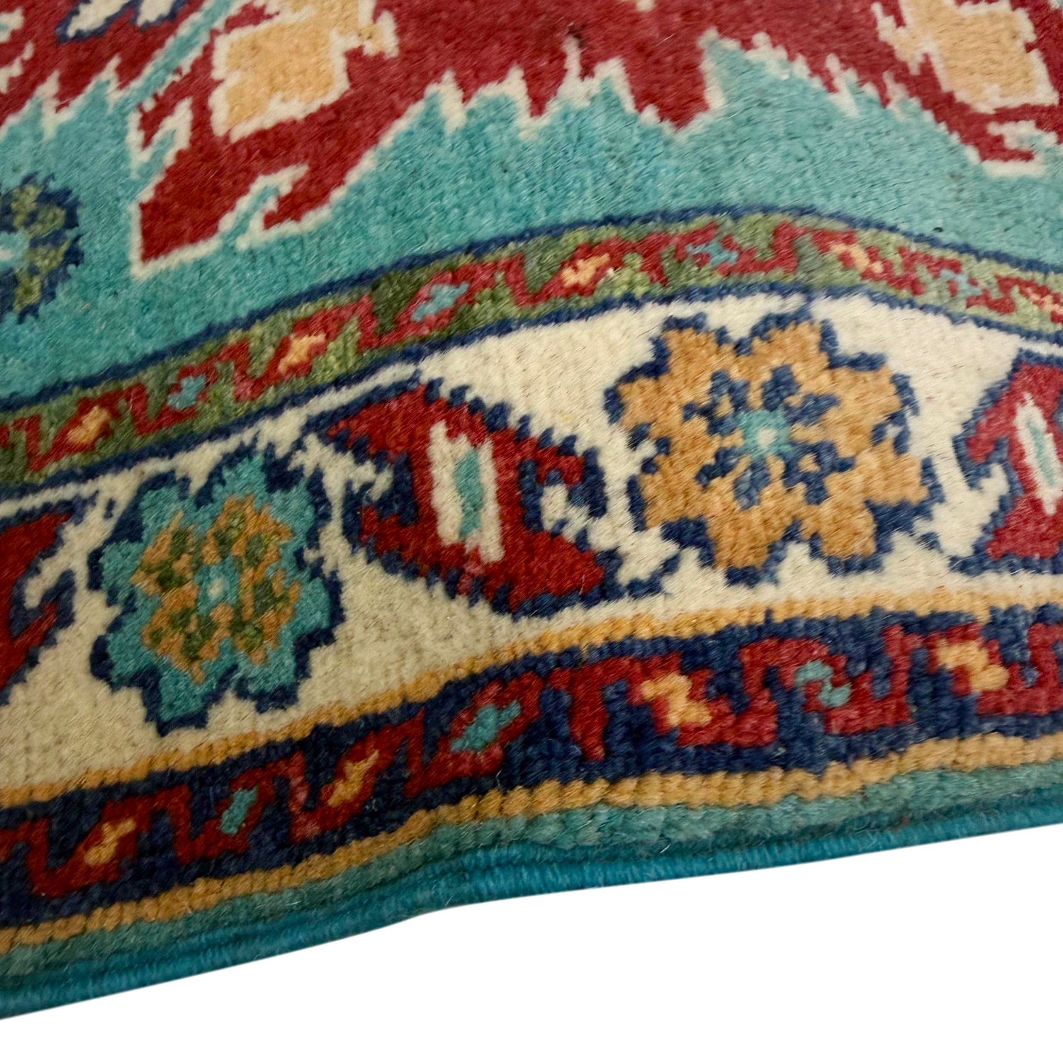 Kazak Rug Handmade Blue Medallion 2x4 ft