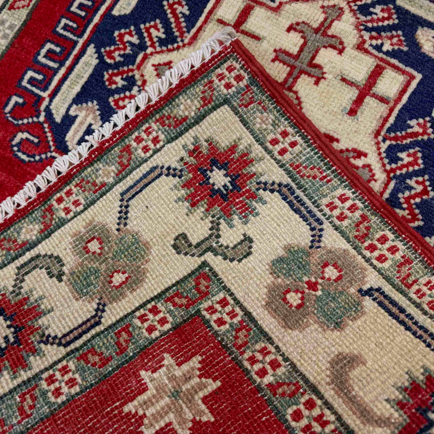 Kazak Rug Handmade Red Medallion 2x4 ft