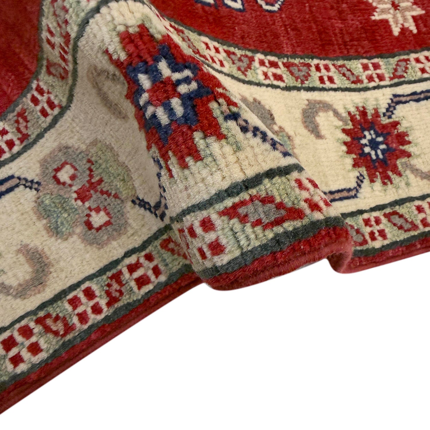 Kazak Rug Handmade Red Medallion 2x4 ft