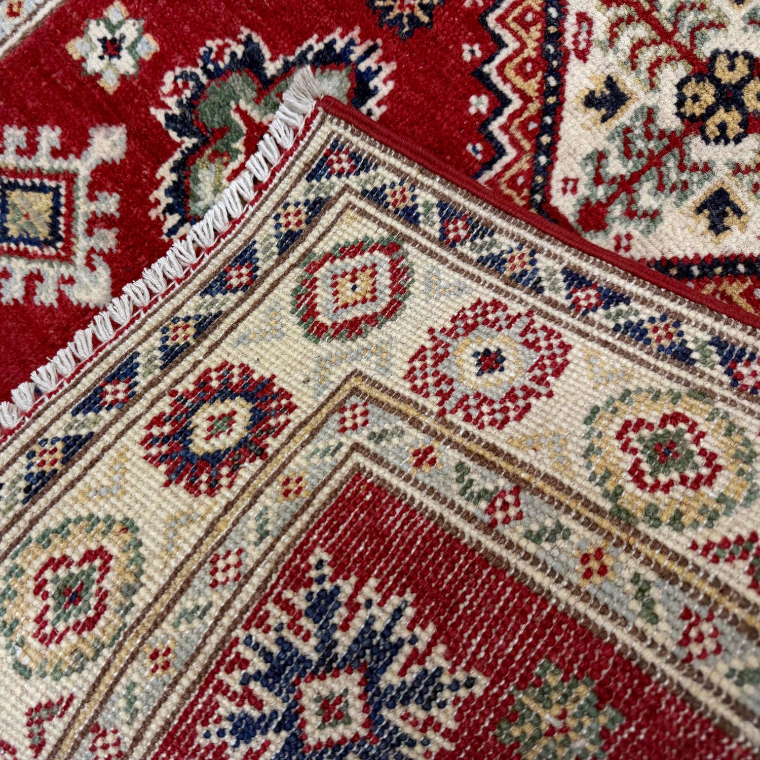 Kazak Rug Handmade Red Medallion 2x4 ft