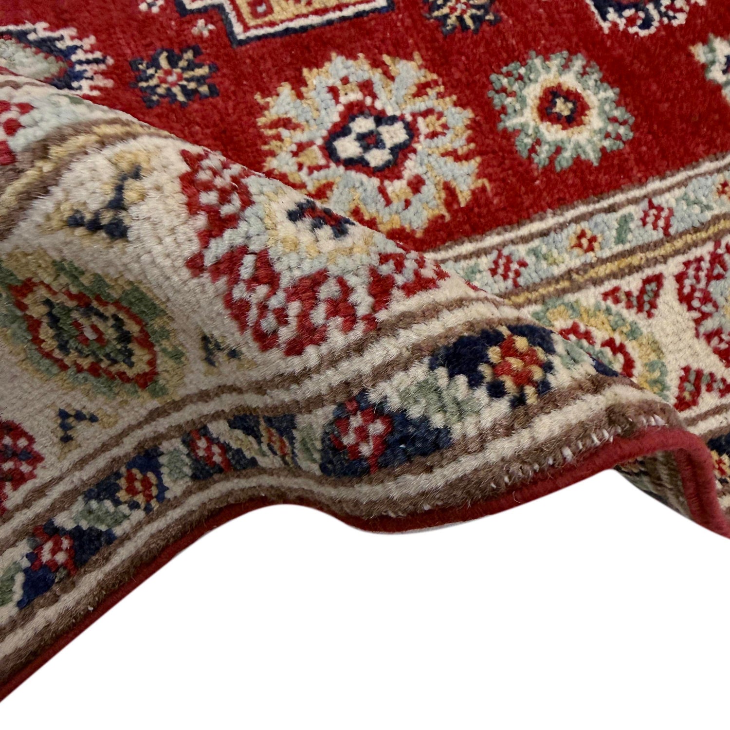 Kazak Rug Handmade Red Medallion 2x4 ft