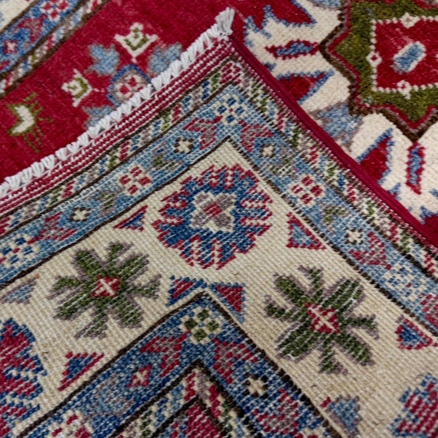 Kazak Rug Handmade Red Medallion 2x4 ft