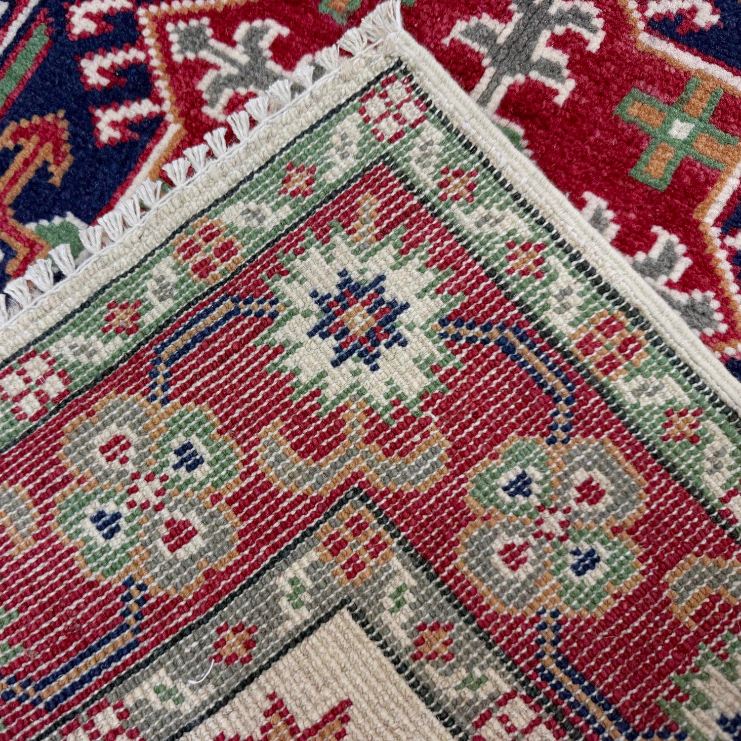 Kazak Rug Handmade Beige Medallion 2x4 ft